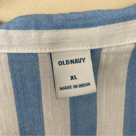 Old Navy Striped Blue and White Linen Blend Blouse - Picture 2 of 4
